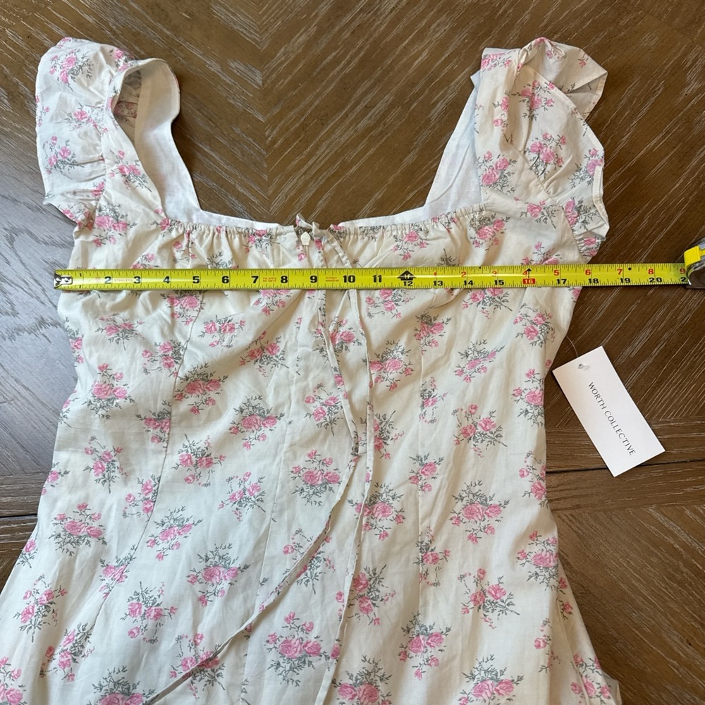 Worth Collective Bump friendly Emery Midi dress in pink and beige - Picture 8 of 10